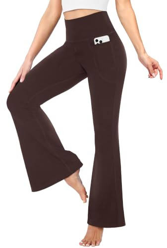 TNNZEET Yogahose Damen Hohe Taille mit Taschen Schlaghose Bootcut Leggings | Superweich, Blickdicht, Flared & Weite–Sporthose & Jazzpants mit Taschen für Gym Yoga & Pilates