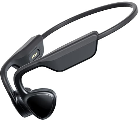 Pupabiflor Bone Conduction Headphones,Open-Ear Bluetooth 5.3 Wireless with Mic, IPX7 Waterproof Sport Earphones with 12H Playtime & Magnetic Fast Charge, Secure Fit for Cycling,Fitness,Gym (Jet)