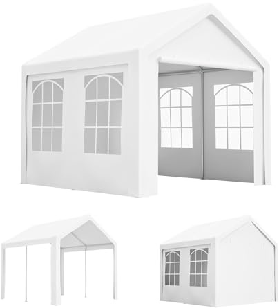 GIHAUVIA Pavillon 3x3m – wasserdicht, stabil, Winterfest Partyzelt mit reißfester Schutzplane, robustem Stahlrahmen, UV-Schutz, 2 Türen & Fenstern – Wetterfestes Garten-Pavillon 7,15 m²