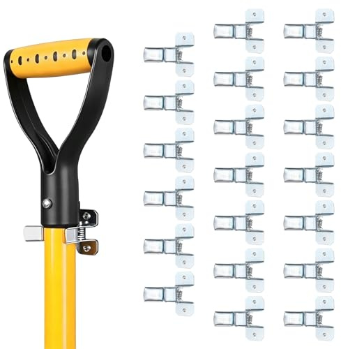 sourcing map 20pcs Wall-Mount Spring Grip Clamps Clips Hanger Garage Closet Wall Organizer Metal Grip Tool for Garage Closet Rakes Broom Mop Holder