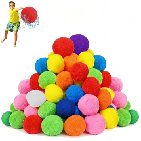30/40/50 Pezzi Palle di Bombe D'acqua 5cm Sfera Assorbente Acqua Riutilizzabile Bombe D'acqua Riutilizzabili Adatti per Estivi Acqua Palloncino per Battaglia D'acqua in Giardino Piscina (50 pezzi)