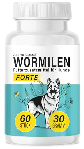 ADEMA NATURAL® WORMILES presslingar – behandling för hundar – före, under och efter angrepp – naturligt medel för mage och tarmar i naturligt fall