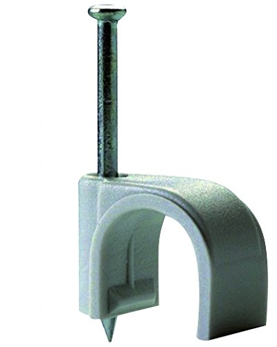 Zenitech - Ganci di Fissaggio Ø12mm - Confezione da 100 - per Cavi e Guarnizioni su Superfici Solide - Plastica di Alta Qualità - Chiodo Speciale per Calcestruzzo Inclusa - Certificato CE - Grigio