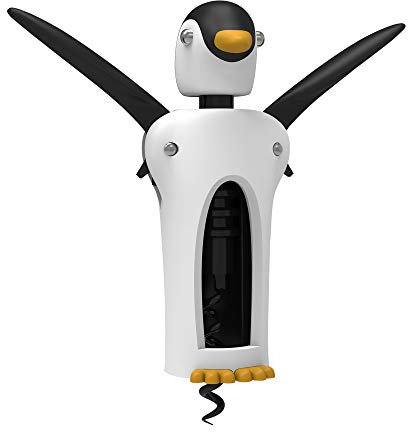 True Kingsley South Pole Penguin Soft Touch Winged Wine Opener Corkscrew by Zoo, Black/White, 3.81x6.35x16.510000000000002 cm