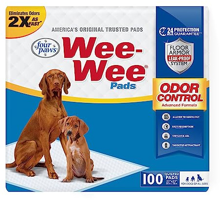 Four Paws Wee-Wee Advanced Formula Odor Control Dog Pee Pads, 100 Count