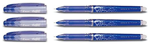 Pilot Frixion Point fein Tintenroller radierbar 3 Stück blau (1, Blau fein)