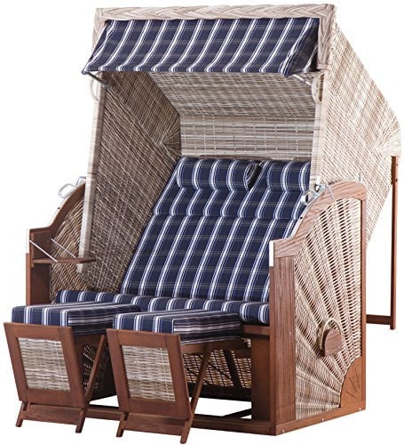 Trendy by deVries Corbeille de Plage Pure Classic XL Sun PE Seashell – Motif 415 avec Housse de Protection pour Fauteuil-Cabine * Nouveauté * intérieur et extérieur Fermeture hgef lochten