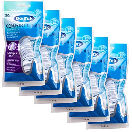 DenTek Comfort Clean Lot de 6 bâtonnets de fil dentaire OFFRE SPECIALE bâtonnets dentaires, fil dentaire, goût menthe