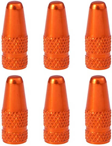 VORCOOL 6 Stücke Fahrrad Aluminiumlegierung Französisch Ventilkappen für MTB Rennrad Mountainbike Reifen Luftventilkappen Staubabdeckungen (Orange)