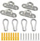WUWYOUWL 4Pcs Stainless Steel Eye Plates and 4Pcs Carabiner Clips, Stainless Steel Snap Hook with Screws (M6-Oval)
