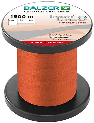 Balzer Iron Line Pro Staff 8 rot - 1500m geflochtene Schnur, Durchmesser/Tragkraft:0.08mm / 7.2kg