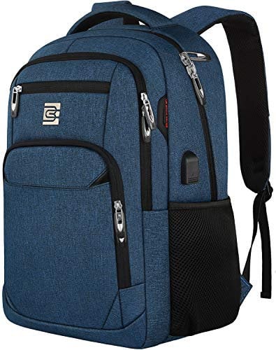 marcello Laptop Backpack with USB Charging Port,Anti-Theft Business Laptop Backpack with Breathable Padded Shoulder Strap, Water Resistant Computer Rucksack for School/Work/Travel (17.3 Inch, Blue)