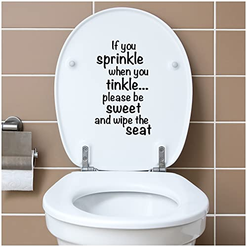 Deko Aufkleber WC Deckel Toilettendeckel Bad Badezimmer Klo Funsticker Toilettensitz Klodeckel lustiger Spruch selbstklebend (K153-04 if you sprinkle)