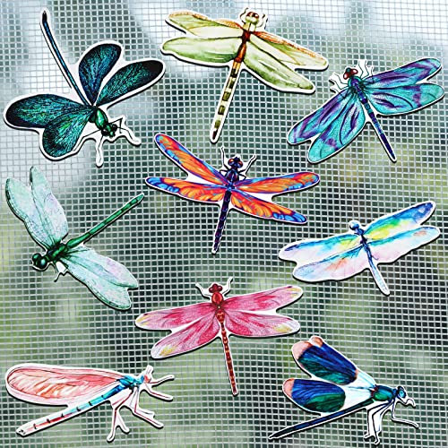 18 Pieces Dragonfly Screen Door Magnets Double Sided Decorative Magnetic Flexible Screen Door Protector for Pet Dog Sliding Door Garage Patio Window Decoration, 9 Styles