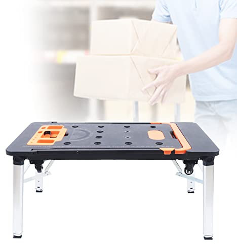 RibasuBB 7 In 1 Multifunktions Werkbank, Mobil Rollbrett Werkbank Arbeitsbühne Werktisch Handkarren, Höhenverstellbaren 52-78CM, Tragfähigkeit 150-300kg