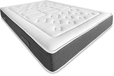 DUÉRMETE ONLINE Colchón Viscoelástico Bio Nature, Ecosostenible, Dureza y Confort Óptimos, Firmeza Media-Alta, Antiácaros, Antibacteriano e Hipoalergénico, Blanco, 105 x 190 cm