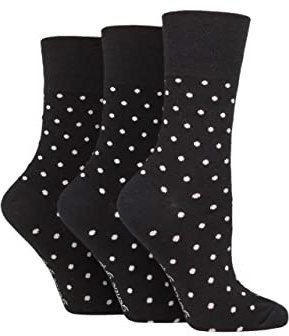 SockShop Gentle Grip Ladies Floral Spotted Patterned Striped Honeycomb Top Cotton Socks 3 Pairs Assorted Colours Size 4-8