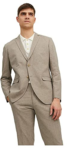 JACK & JONES Jprriviera Linen Blazer Slim Fit Sn Veste de Costume, Beige/Coupe : Coupe ajustée, 54 Homme