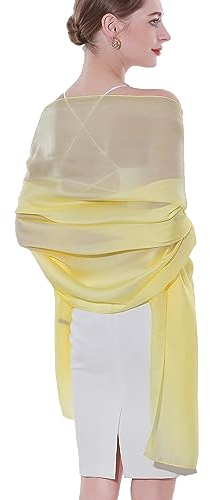 SWAT PANY Stola Damen Festlich Schultertuch Abendkleid Frauen Schal Gelb Tücher Chiffon Stola Dünn Pashmina Sommer