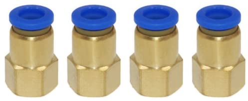 Lot de 4 raccords pneumatiques avec filetage intérieur 1/4 vers 10 mm - Qualité industrielle (1/4 - 10 mm)