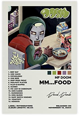 ARZARF MF Doom Poster MM Lebensmittelalbum Cover Poster Leinwand Poster Wandkunst Dekor Druck Bild Gemälde für Wohnzimmer Schlafzimmer Dekoration Rahmen Stil 30 x 45 cm