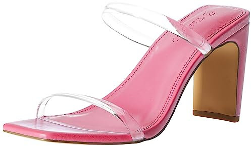 The Drop Avery Square Toe Two Strap High Heeled Sandal para Mujer, Rosa Transparente, 39