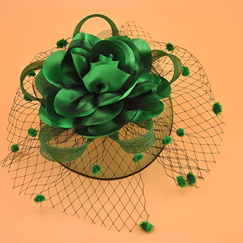 Braut Fascinator Hut Patei Blumen Netz Kopfschmuck Cocktail Party Headwear Haarschmuck Hochzeit Haarklammer Hüte Für Tea Party Kirche Hochzeit Jockey Club (Grün)