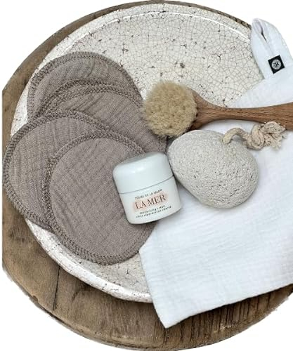 Musselin Abschminkpads (10 Stück) | 100% Baumwolle | nachhaltig | waschbar | wiederverwendbar | umweltfreundlich | für jeden Hauttyp | handgenäht (Weiß)