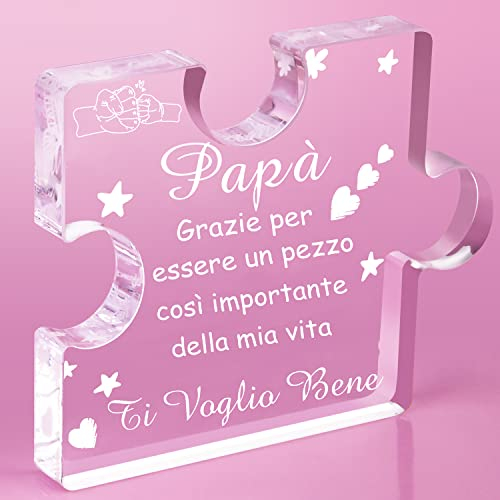 PulangRen Regalo Papà, Regalo Festa Del Papà, Puzzle a Blocchi in Acrilico Inciso, Regali Papà, Regalo Papa Compleanno da Figlia Figlio, Regalo Natale Papà