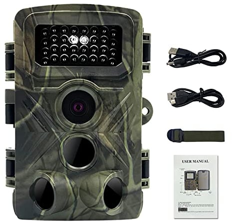 Trail Camera,PR3000 36MP 1080P Nachtfoto-Video Roadkamera Multifunktionale Outdoor Jagd Tier Aussichtshaus Überwachungskamera IP66 Wasserdicht 34 Infrarot-Licht-Kamera