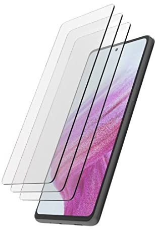Hama Schutzglas für Samsung Galaxy A54 5G Handy, 3 St. (Galaxy A54 Hartglas tempered Schutzfolie, 9H, Sicherheitsglas Schutzklasse 7, Screen Folie + Montagehilfe/Schablone) transparent