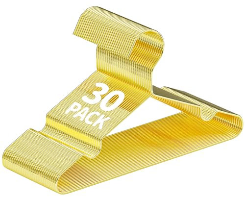 SPECILITE Kinder/Baby Metall Kleiderbügel, Gold 30 Stück(30 cm breit), stabile Bügel Metalldraht, für Babykleidung, Kleiderschrank, Garderobe, platzsparend, mit Einkerbung gegen