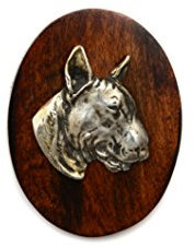 Art-Dog Hundeschau Ringnummernhalter - Brosche mit Clip Hundeschau-Ausstellungsnummernhalter - Handgefertigtes Hundeschau-Zubehör - Hundemarke Clip 7x5cm - Bullterrier III