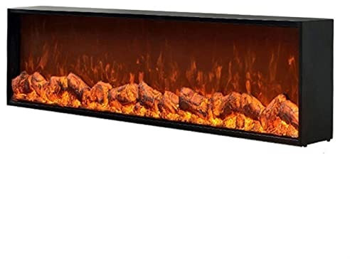 Fireplace Decorative Electric Fireplace Insert and Wall Mounted, Fireplace Heater, Resin Logs and Grey Beds, Remote Control with Timer, Adjustable Flame, 750/1500W Heat Smokeless Fireplaces ( Size : 1