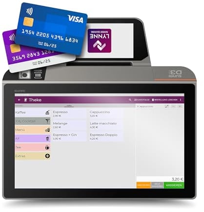 Registrierkasse TSE ready - Kassensystem mit Kartenterminal (POS) und Bondrucker - Kasse mit Kartenzahlungsgerät für Gastronomie, Handel - GRATIS Ersteinrichtung (D3 mini - Allrounder PLUS)