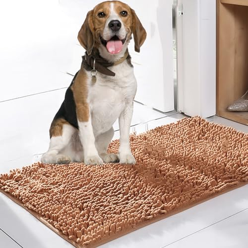 Argumub Premium Cleany Matte Hund Schmutzfangmatte Innen, Luxury Absorber Mat rutschfeste Waschbar Sauberlaufmatte Für Haustier, Eingang Haustür Flur (Light Brown, 40 x 60 cm)