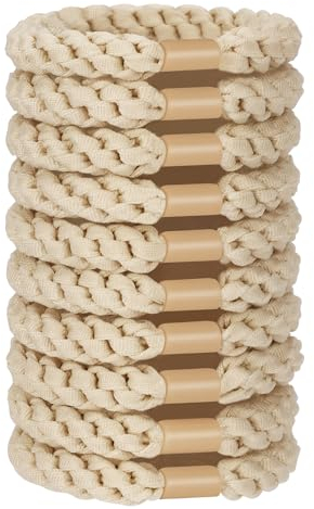 JessLab Haargummiset, 10 Stück Weiche Elastische Haargummis für Frauen Kein Schaden Elastische Haargummis Pferdeschwanz Halter Stretchige Haarbänder Stirnband Zubehör für Mädchen Damen, Beige