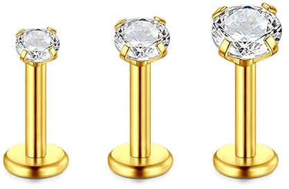 LAURITAMI Lippenpiercing Labret Stecker 6mm 8mm Opal CZ 1.2mm Tragus Helix Piercing Ohrpiercing Knorpel Ohrringe Edelstahl