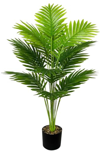 Rozwkeo Artificial Plants in Pots Large Fake Tree Floor Faux Tropical Plants Decorative Greenry House Potted Tall for Home Office Living Room Decor Indoor Garden Outdoor (80cm Tall Palm)