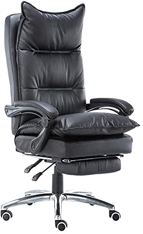 LiChA Bürostuhl Boss Chair Bürostuhl mit Verstellbarer Neigung, hoher Rückenlehne und gepolstertem Sitz, Armlehne, Pedal, PU-Leder, Chefsessel. Stuhl erforderlich