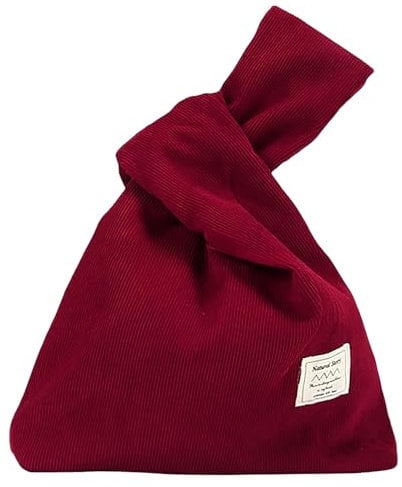 Anopo Kleine Cord Knoten Tasche Handtasche für Damen Niedliche Vegane Einkaufstasche Geldbörse Tote Tasche Rot