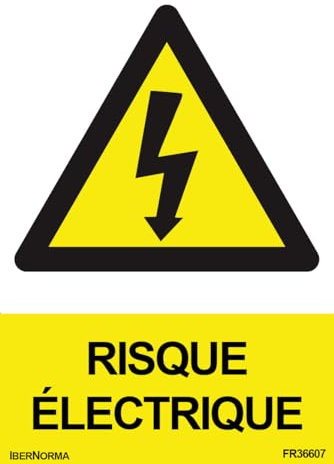 IberNorma WS007-FR - Autocollant de Risque électrique Panneau de Vinyle Adhésif 10x15cm