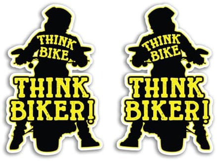 2 x 15cm Think Bike Vinyl Stickers - Biker Motorbike Motorcycle Awareness Warning Bumper Safety Car Vehicle Van Sign Decal Sticker #81843