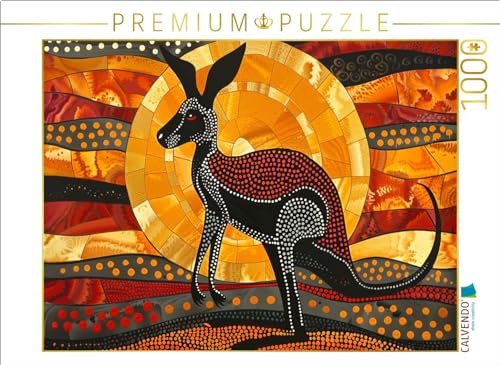 Puzzle · Känguru im Sonnenuntergang - im Stil der Kunst der Aborigines | 1000 Teile · Lege-Größe 64 × 48 cm · CALVENDO Puzzle
