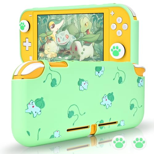 DLseego Case Compatible with Switch Lite, Soft Slim Anti-Scratch Protector Case Shock Absorption Switch Lite Protective Shell with 2 PCS Thumb Grip Caps,Green