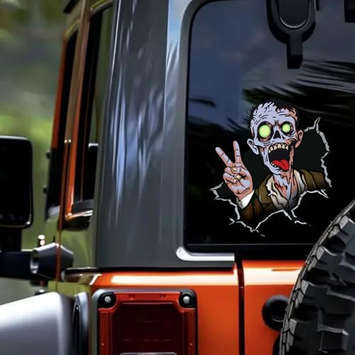 Nouiroy Horror Zombie Victory Geste Aufkleber, lustiger Halloween-Horror-Thema, Auto-Aufkleber und Aufkleber, doppelseitig, Sichtbarkeit, wasserdicht, Halloween-Dekoration für Autofenster, Stoßstange,