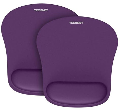 TECKNET Mauspad mit Gelkissen, Memory Foam Mousepad Ergonomisches Wasserdicht Komfort Mausmatte mit Handgelenkpolster Handauflage für Alle Maus Offfice Heim Computer Laptop, Lila, 2 Pack