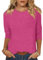 Minetom T-Shirt à Manches 3/4 pour Femme Tee Shirt Col Rond Coupe Classique Ample Léger Pull Femme Chic et Elegant Printemps été Automne Basic Top A Rose Rouge M