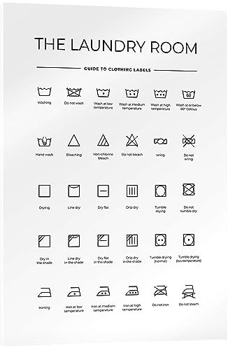 Posterlounge The Laundry Room - Waschsymbole (englisch) Acrylglasbild von Typobox 13 x 18 cm Schwarz-Weiß Wandbilder Wanddeko