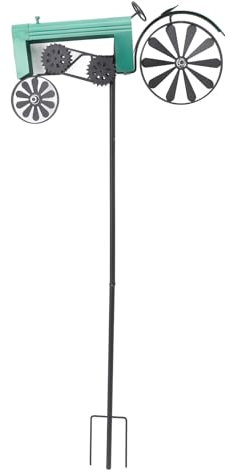 PerGar Traktor-Windspiel, Windspiele mit Metallpfahl, Traktor-Windspiel Zum Aufhängen, Metall-Außenpfahl, Windmühlen-Dekoration für Garten, Hof, Rasen, Terrasse, Dekoration (Grün)